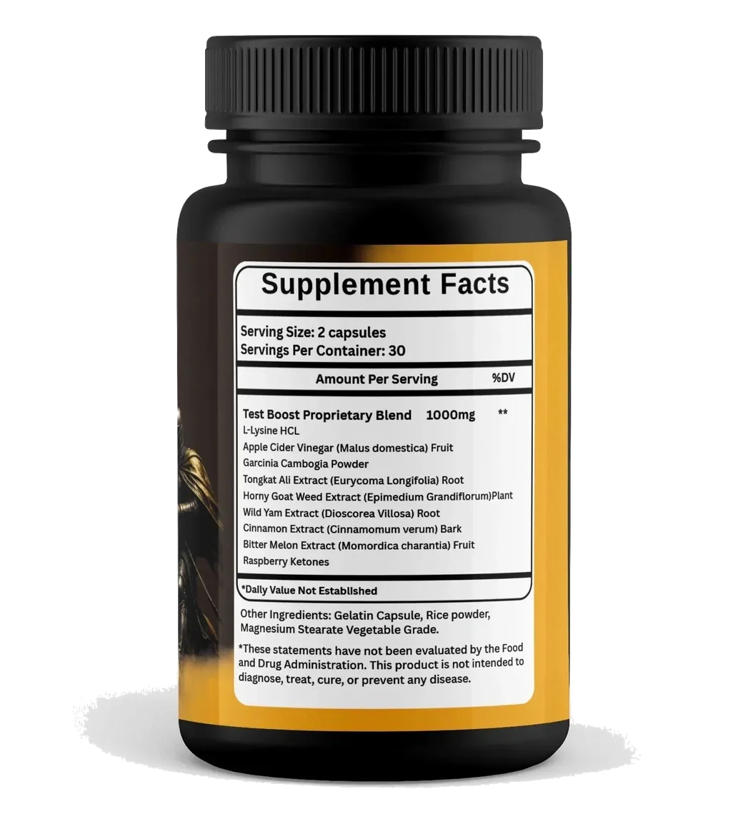 Horsemen Supplement Facts panel on the back of the bottle